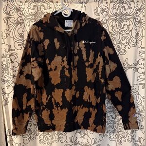 Champion Black and Brown Bleach Splatter Hoodie